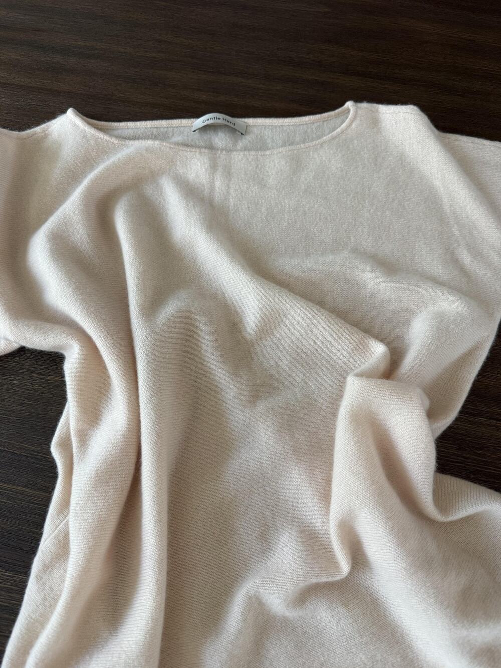 Gentle Herd 100% Cashmere Sweater Womens Medium Blush Beige Lightweight Relaxed